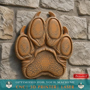 3D Hund Pfote Abdruck Skulptur Modell Tierskulptur Realistische Krallen STL Datei für CNC Fräser 3D Druck Laser Gravur Digitaler Download DIY