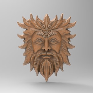 3D Printable Forest Green Leaf Man Pagan Square Tile Garden Sculpture Wall Hanging STL Files For CNC Router Engraving 3D Printer Laser