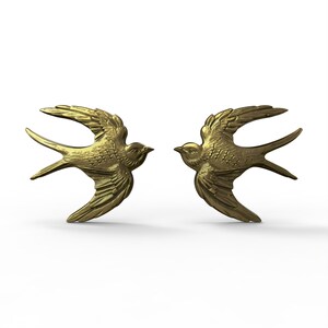 3D Printable Pair Bird Sculpture Flat Back Statue STL Files For CNC Router Engraving 3D Printer Laser Digital Model Template 3