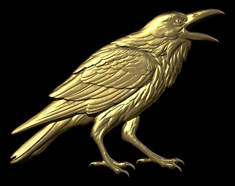 Kråka - Raven Bird STL-fil för CNC-router 3D-skrivare lasergravering CNC-router träsniderimodell digital nedladdning