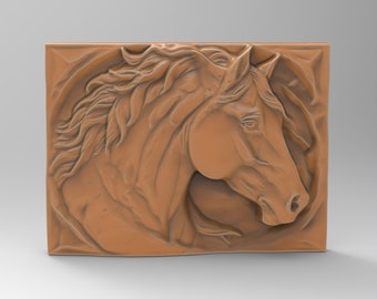 Horse Head STL 3D Printable Relief Carving Files | For CNC Router, 3D Printer & Laser | Model CNC Router Wood Carving Model