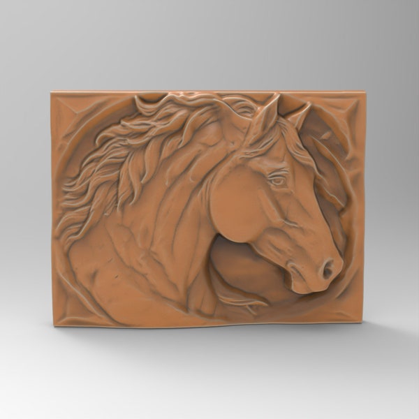 Horse Head STL 3D Printable Relief Carving Files | For CNC Router, 3D Printer & Laser | Model