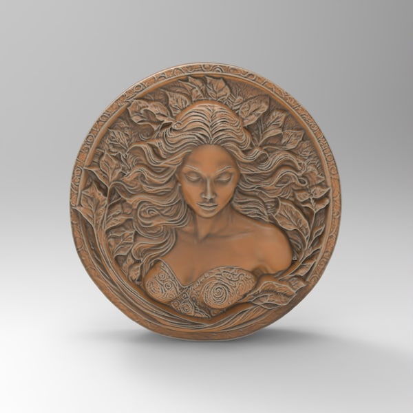 Forest Lady Green Leaf Woman Wall Hanging Sculpture | 3D Printable | Pagan Garden Decor | STL File for CNC Router & 3D Printing