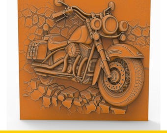 Motorcycle Relief STL File Cruiser V Twin 3D Model for CNC Carving Laser Engrave CNC Router Wood Carving Model
