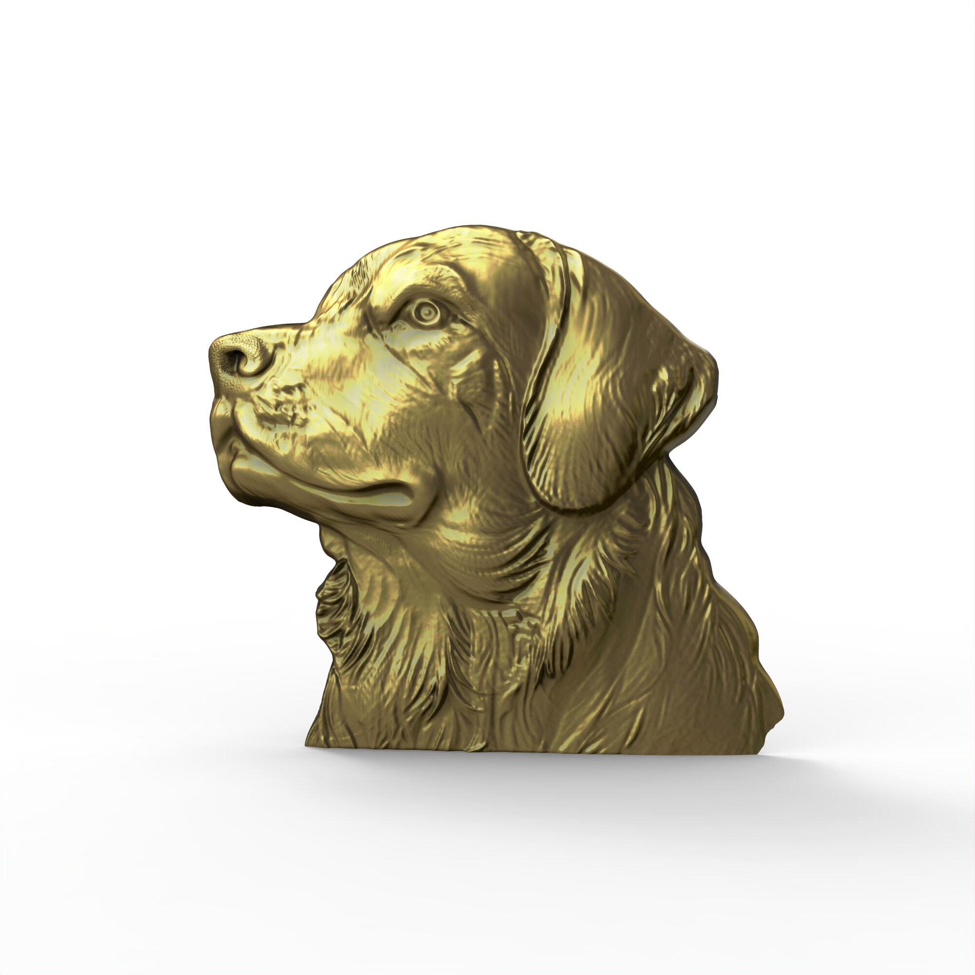 3D Printable Dog Head Flat Back STL File for CNC Router 3D Printer