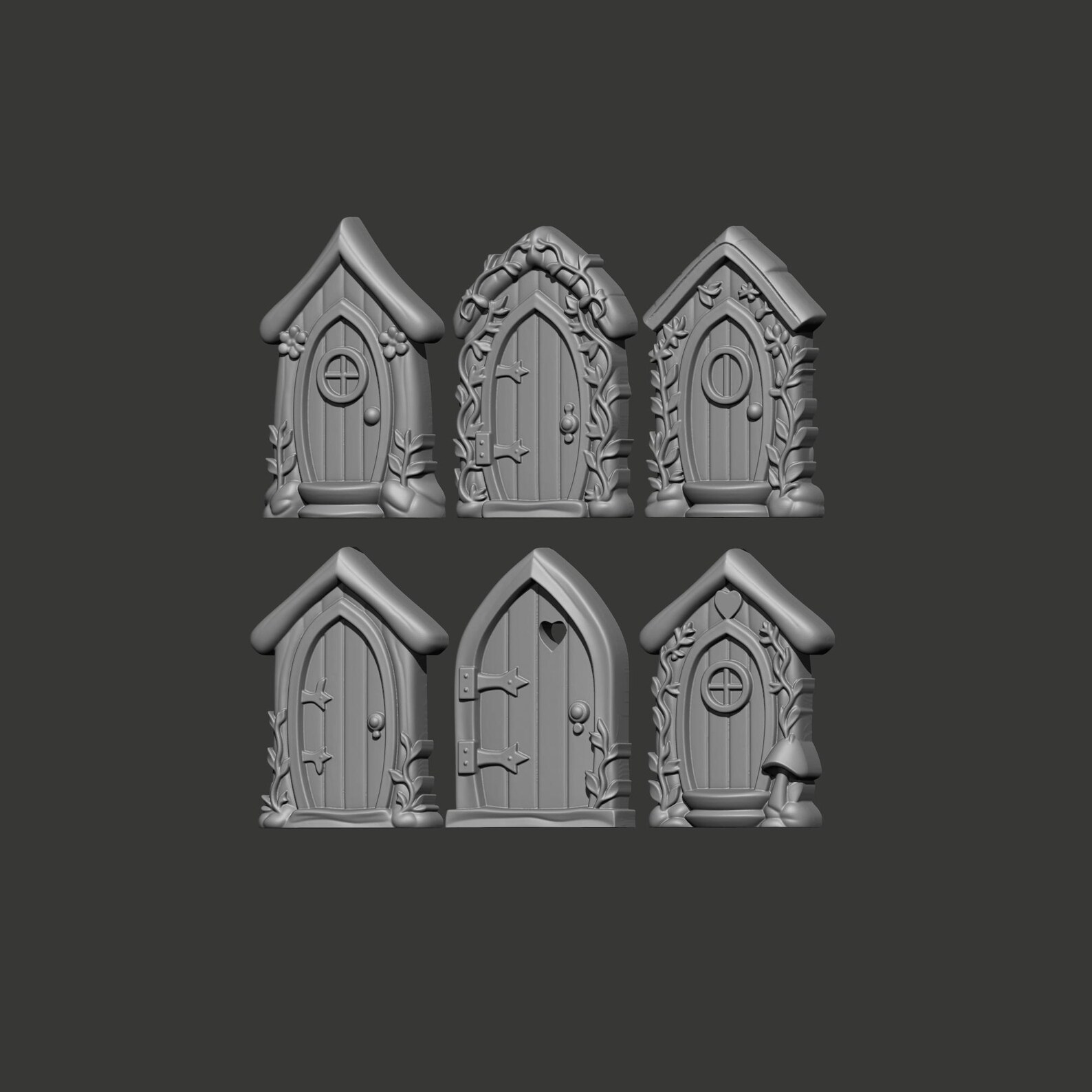 Fairy Door STL File Set of 6 for CNC Carving or 3D Printing Miniature ...