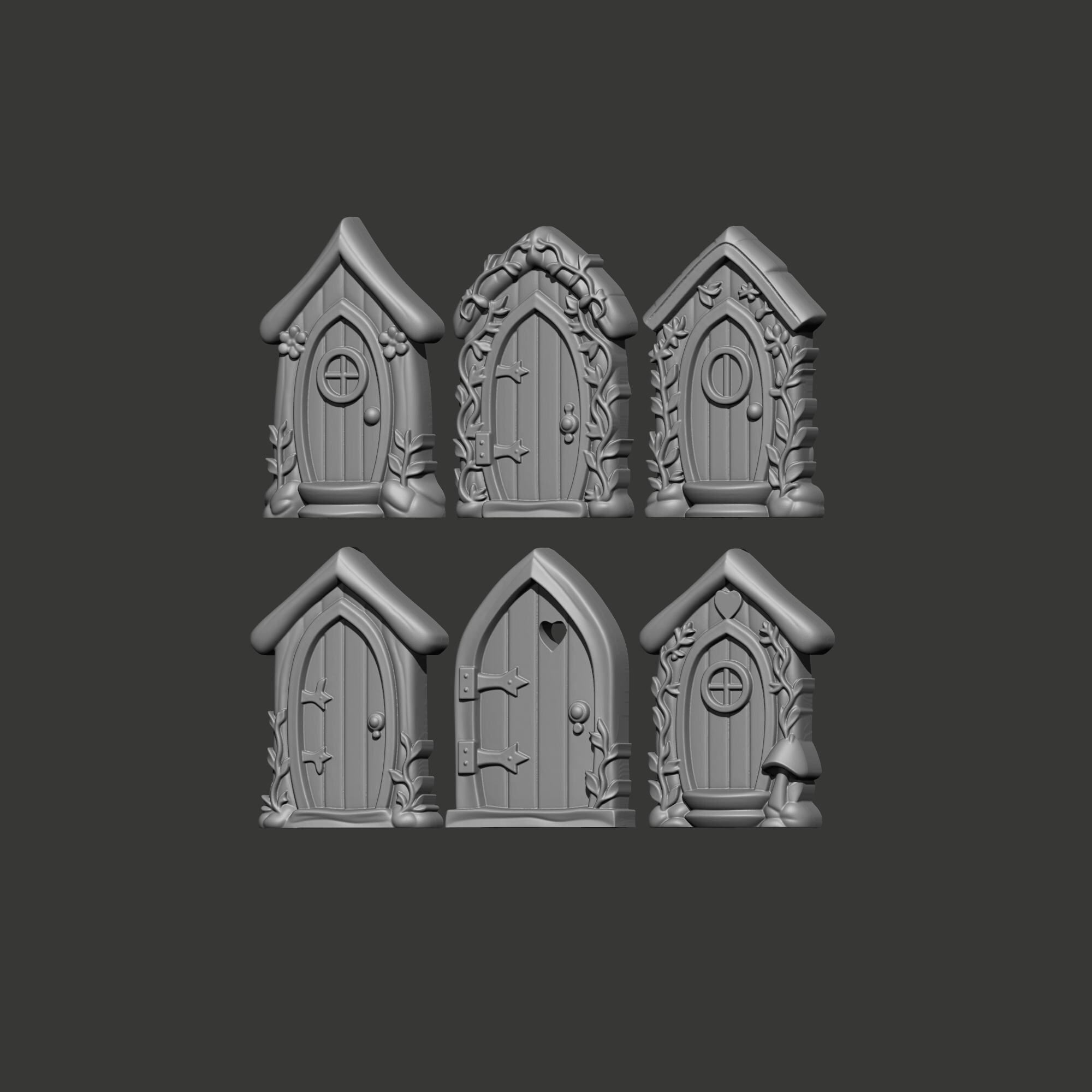 Fairy Door STL File Set of 6 for CNC Carving or 3D Printing Miniature ...