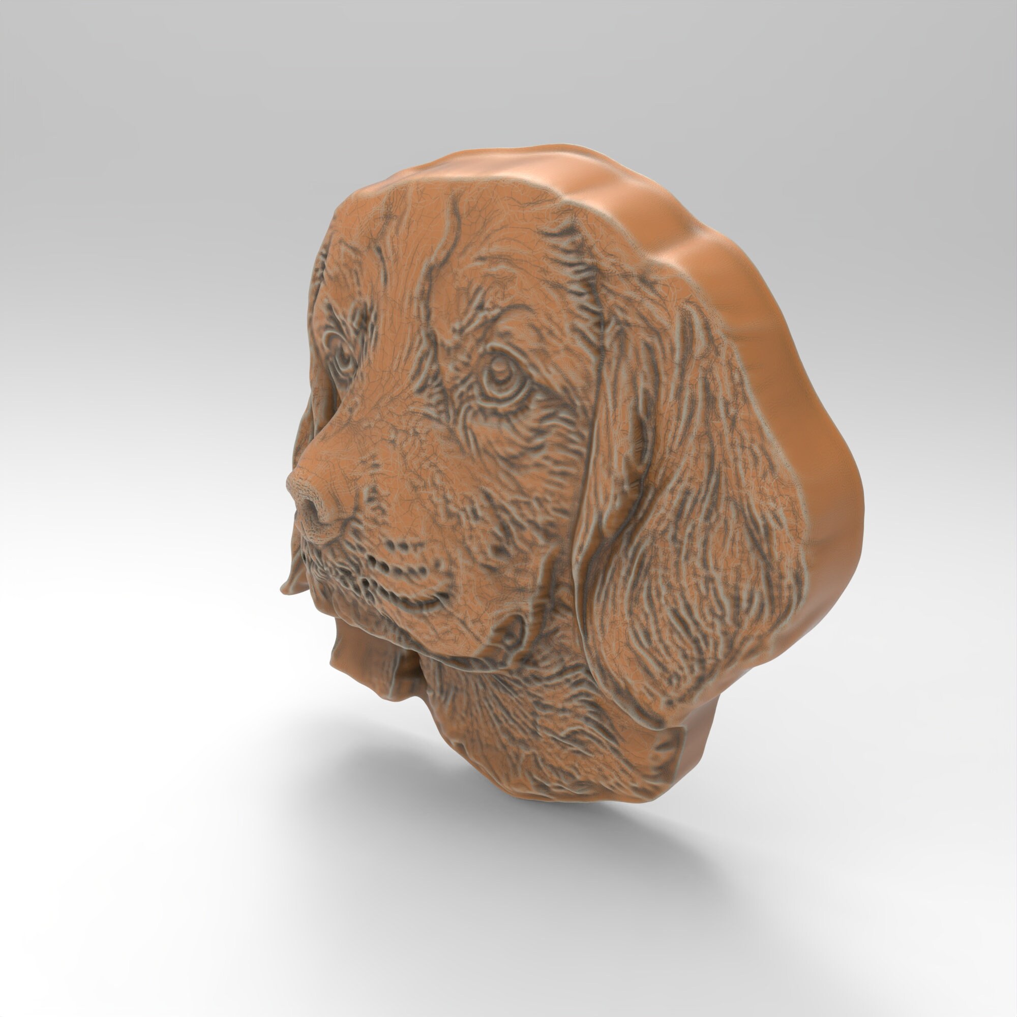 3D Printable Dog Head Flat Back STL File for CNC Router 3D Printer