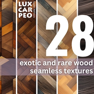 28 texturas sin costuras de madera exótica y rara, archivos de alta calidad de 400 ppp, listos para la fabricación de tarjetas, impresión de tela, fondo digital o papel