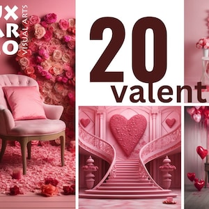 20 cenários digitais PINK, pacote de sobreposições de cenário floral dos namorados, sobreposições de cenário de estúdio, texturas, sobreposições de Photoshop, clipart