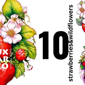 10 Erdbeeren, Funky Erdbeeren, Erdbeeren T-shirt, lustiges Shirt, Erdbeeren Shirt Geschenk, Clipart Tshirt