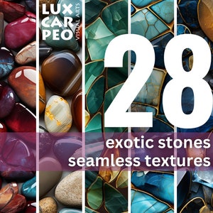28 Exotic Stones Seamless Textures, 400Dpi High Quality Files, ready fro card making, fabric printing, digital background or digital paper