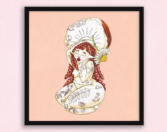 Soft Artist Conk Babe Square Art Print 210mm/8.25"