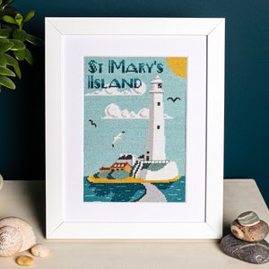 St Mary's Lighthouse, Cross Stitch Kit, Beginner Friendly, Whitley Bay