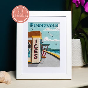 A Seaside Rendezvous, Cross Stitch Pattern, Beginner Friendly, PDF Pattern, Whitley Bay