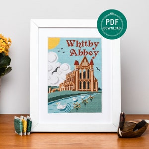 Spring At Whitby Abbey, Cross Stitch Pattern, Beginner Friendly, PDF Pattern, North Yorkshire
