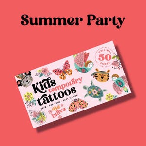 Tatuaggi temporanei per bambini – 50 disegni divertenti e colorati, ipoallergenici e pretagliati, impermeabili e di lunga durata, regalo perfetto per ragazzi e ragazze