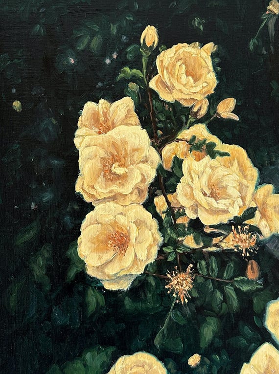 黄色いバラの静物画 // オリジナル油絵 // 花のアートワーク - Etsy 日本