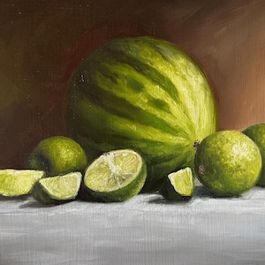 Watermelon Still-Life // Fruit Artwork // Summer Original Oil Painting