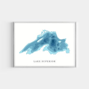 Lake Superior  | PHOTO PRINT or CANVAS | Modern Minimalist Depth Map Wall Decor Art, Unframed