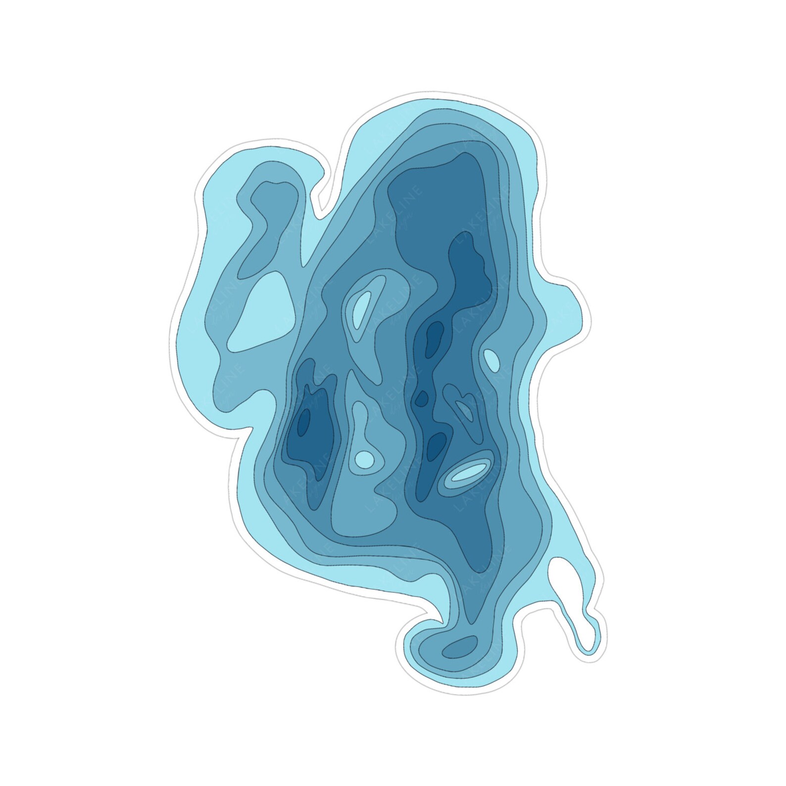 Fence Lake WI Depth Map Sticker Contours bathymétriques Etsy