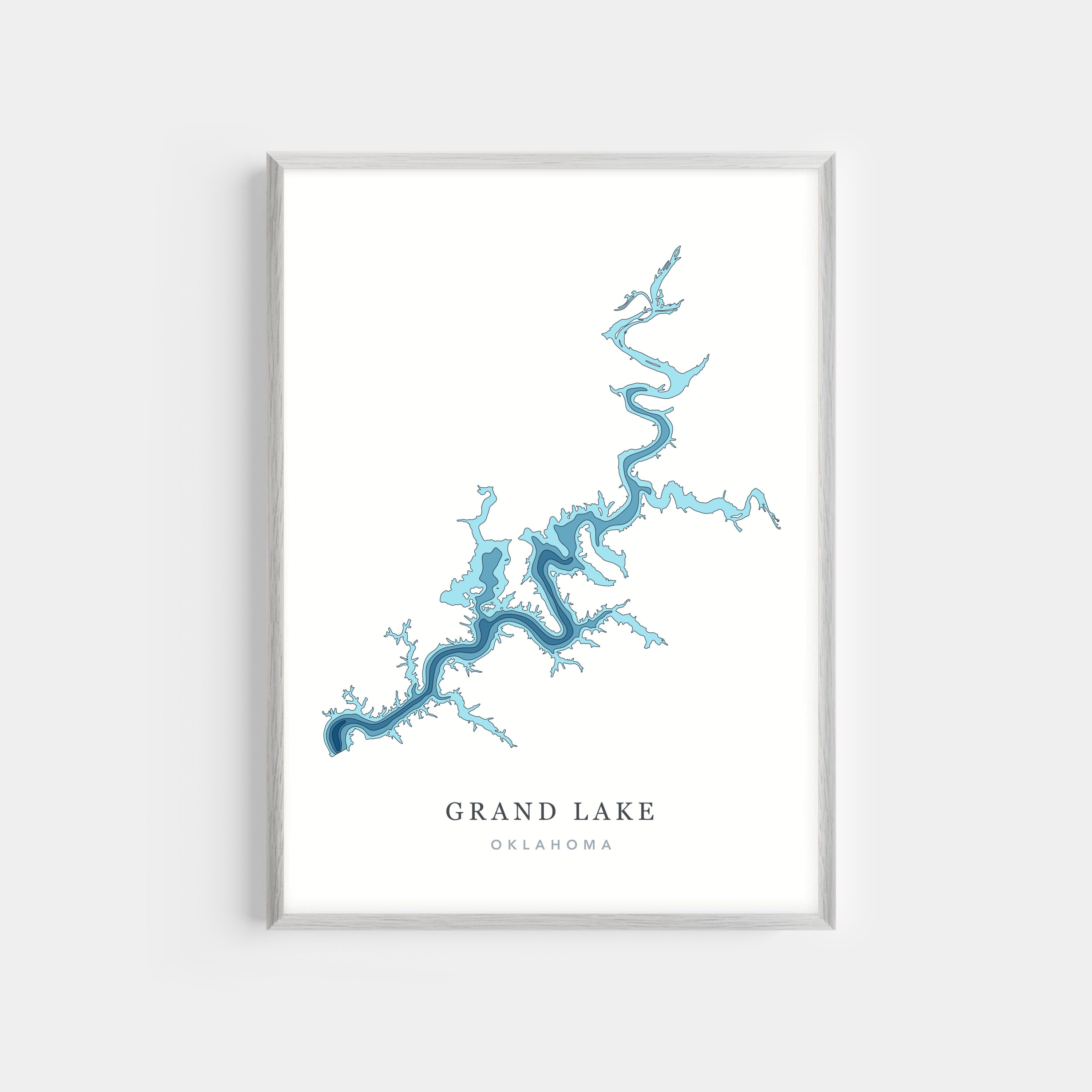 Grand Lake Oklahoma PHOTO or CANVAS Print Depth Map Etsy