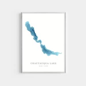 Chautauqua Lake, New York | PHOTO PRINT or CANVAS | Modern Minimalist Depth Map Wall Decor Art, Unframed