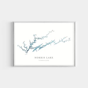 Norris Lake, Tennessee | PHOTO PRINT or CANVAS | Modern Minimalist Depth Map Wall Decor Art, Unframed