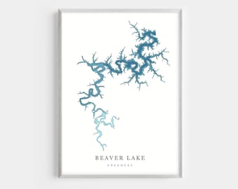 Beaver Lake, Arkansas | PHOTO PRINT or CANVAS | Modern Minimalist Depth Map Wall Decor Art, Unframed