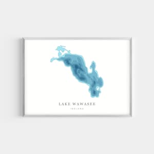 Lake Wawasee, Indiana | PHOTO PRINT or CANVAS | Modern Minimalist Depth Map Wall Decor Art, Unframed