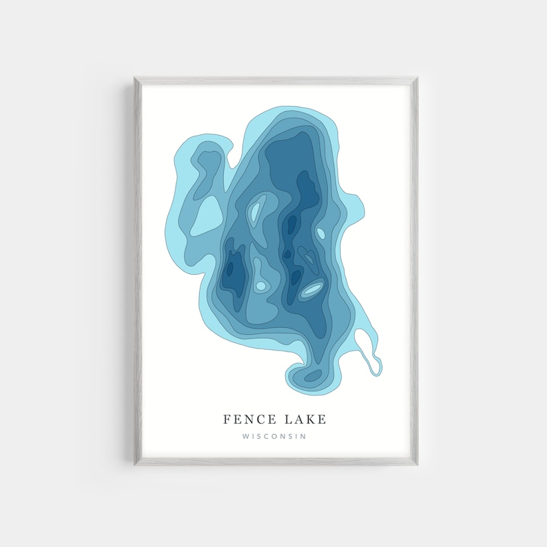 Fence Lake Wisconsin PHOTO or CANVAS Print Depth Map Etsy