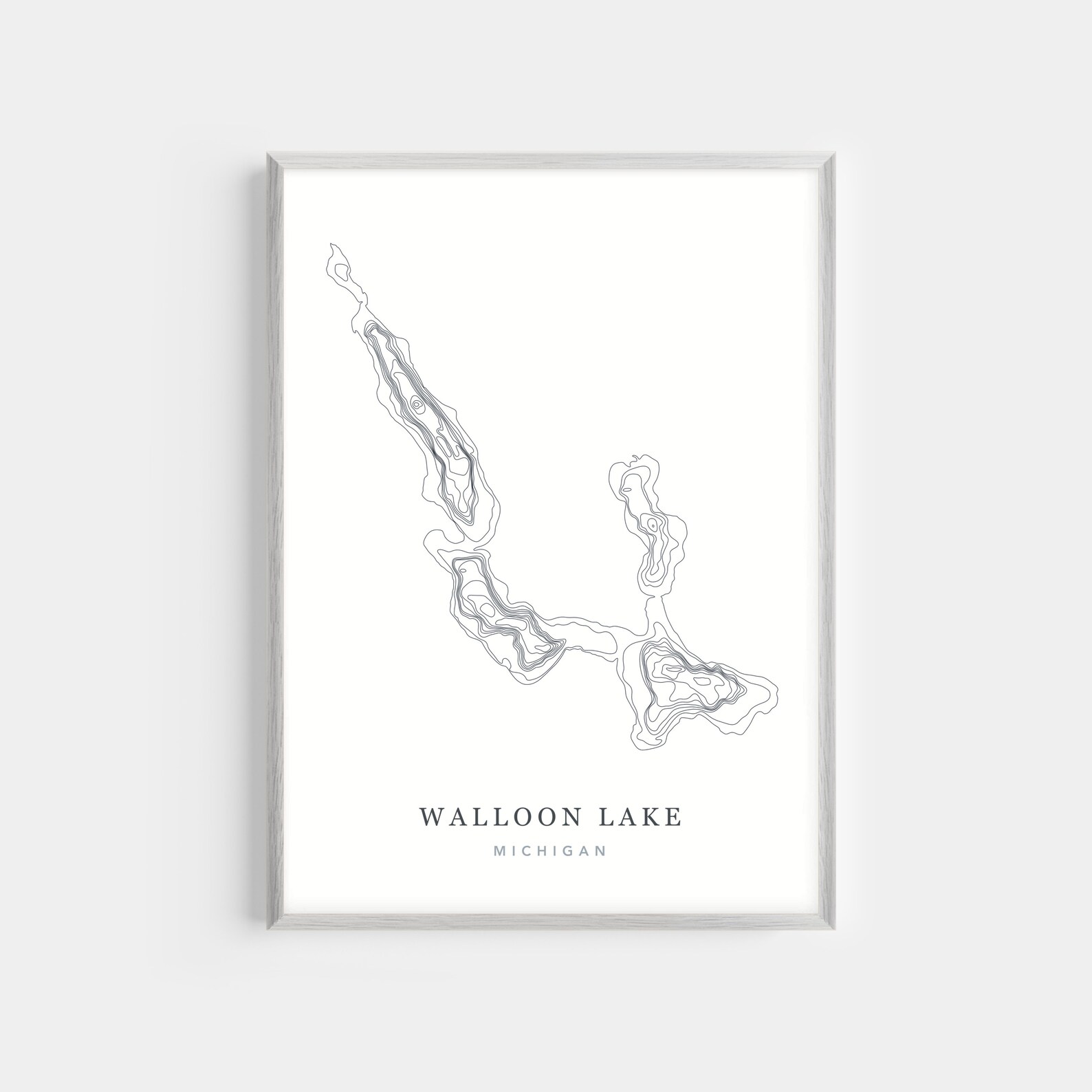 Walloon Lake Michigan Physical Depth Map Print Etsy