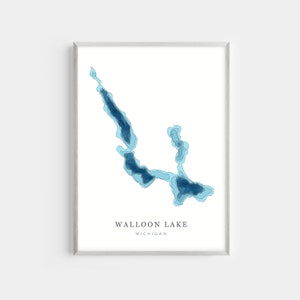 Walloon Lake, Michigan | PHOTO PRINT or CANVAS | Modern Minimalist Depth Map Wall Decor Art, Unframed