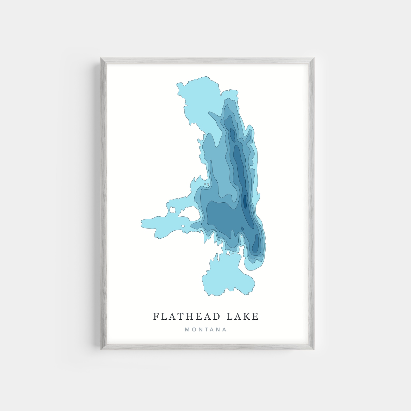 Flathead Lake Montana PHOTO or CANVAS Print Depth Map - Etsy