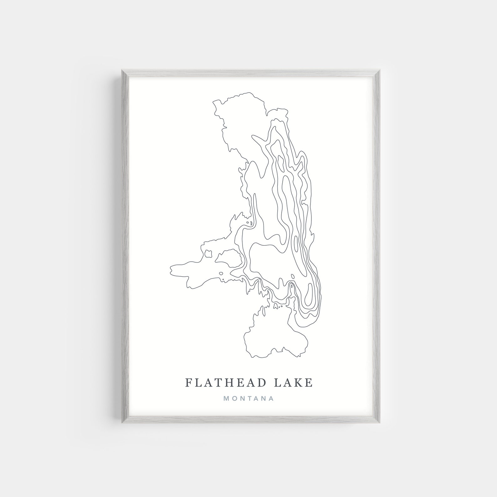 Flathead Lake Montana PHOTO or CANVAS Print Depth Map - Etsy