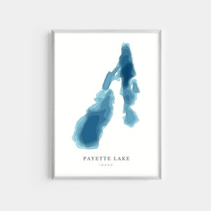 Payette Lake, Idaho | PHOTO or CANVAS Print | Minimalist Depth Map Art, UNFRAMED