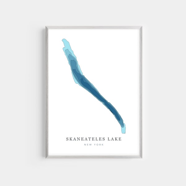 Skaneateles Lake, New York | PHOTO or CANVAS Print | Depth Map | Bathymetric Contours | Lake House Cabin Rental Hanging Wall Art Unframed