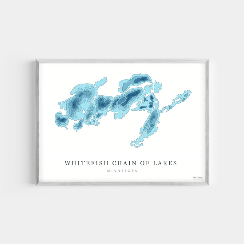 Whitefish Chain of Lakes Minnesota Depth Map Print Etsy