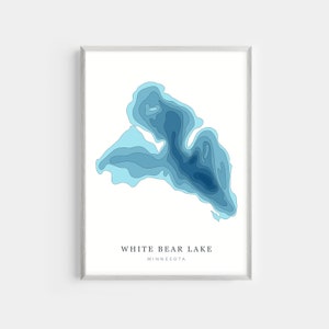 White Bear Lake, Minnesota  | PHOTO or CANVAS Print | Minimalist Depth Map Art, UNFRAMED
