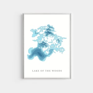 Lake of the Woods | PHOTO PRINT or CANVAS | Modern Minimalist Depth Map Wall Decor Art, Unframed