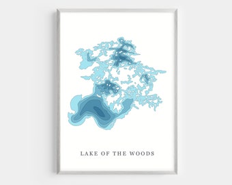 Lake of the Woods | PHOTO or CANVAS Print | Minimalist Depth Map Art, UNFRAMED