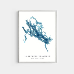 Lake Winnipesaukee, New Hampshire | PHOTO PRINT or CANVAS | Modern Minimalist Depth Map Wall Decor Art, Unframed