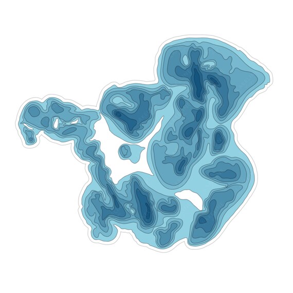 Cass Lake Minnesota Depth Map Sticker Bathymetric Contours Etsy