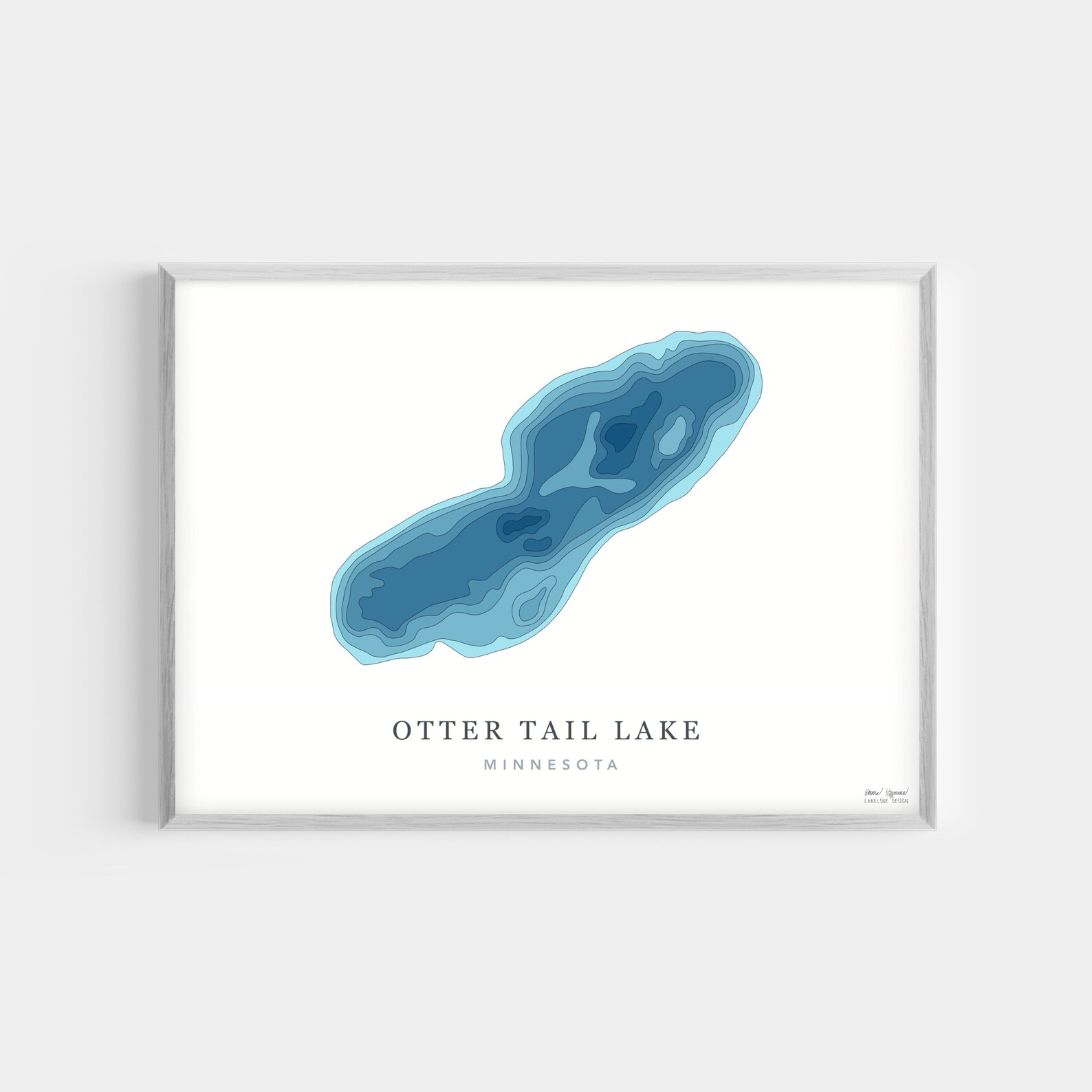 Otter Tail Lake Minnesota Depth Map Print Bathymetric Etsy