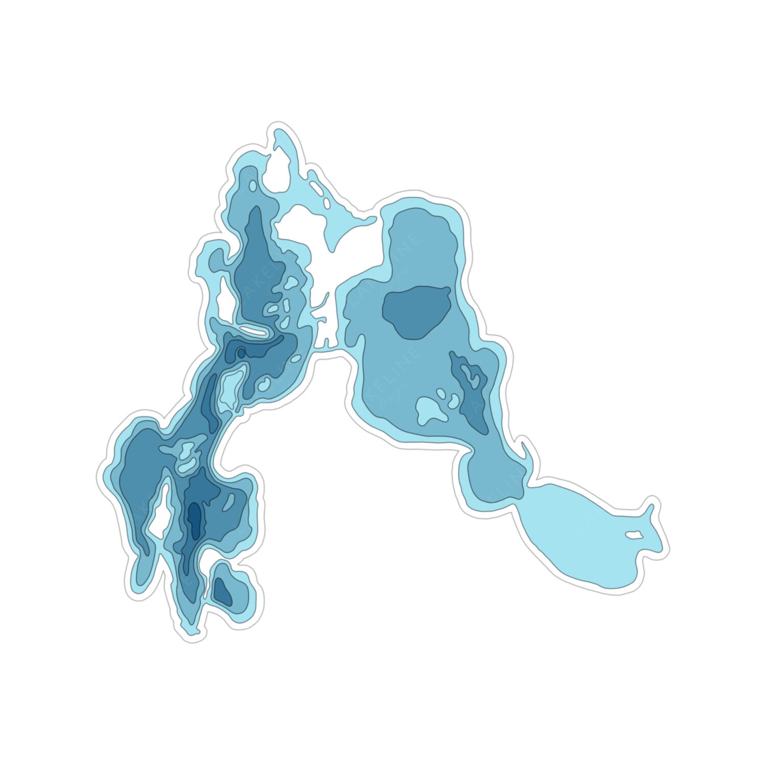 East and West Rush Lake Minnesota Depth Map Sticker Etsy
