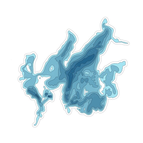 Leech Lake Minnesota Depth Map Sticker Bathymetric Contours Etsy