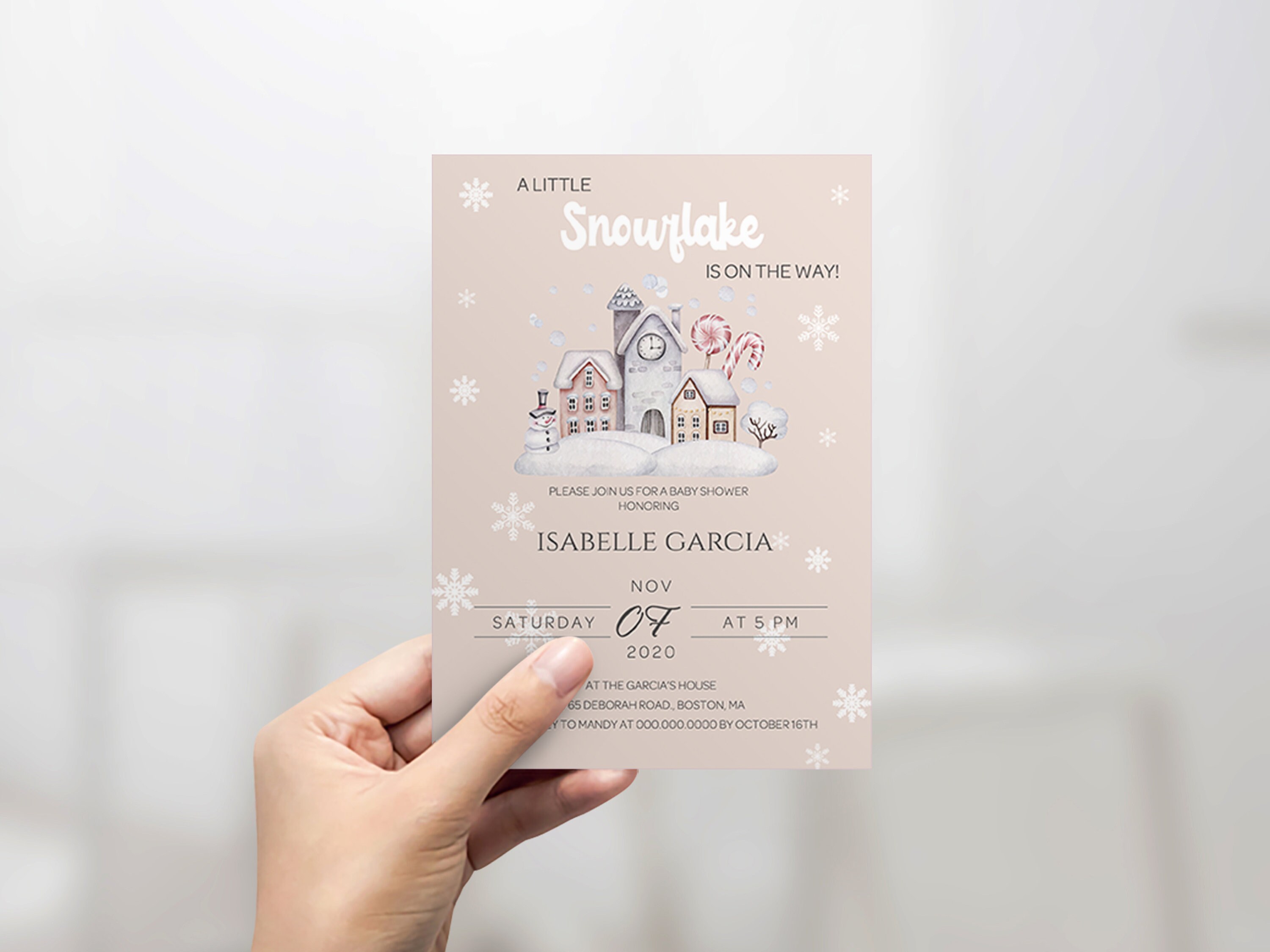 Winter Wonderland Baby Shower Invitation Girl Snowflake Baby Etsy