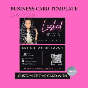 Business Card Template | Professional Business Card | Pink DIY Business Card Template | Hair Stylist | Lash Tech | MUA | Nail Tech