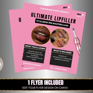 Hyaluron Pen Flyer, Hyaluron Pen, Instant Download, Dermal Filler, Lips, Esthetician, Event flyer, Class Flyer, Event Flyer