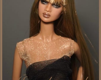 PaperArk - Momoka - OOAK Custom Art Doll Repaint Nadja Poppy Parker doll head Fashion Royalty Integrity Toys NuFace